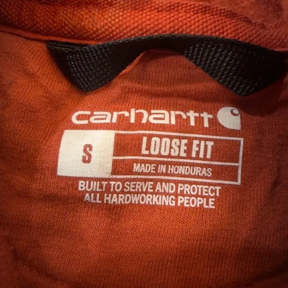 Carhartt Orange Pullover Hoodie with Sleeve Logo - Picture 4 of 5